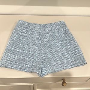 Zara light blue tweed high waist scort